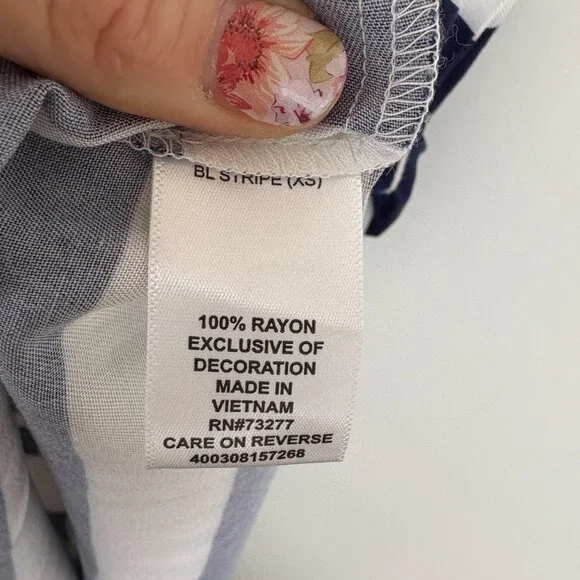 Elle Stripped Navy Sailor Dress XS Nautical Preppy NWT - Picture 9 of 11